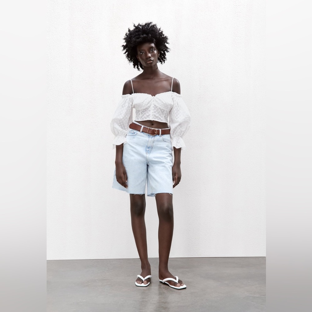 Zara Embroidered Eyelet Top